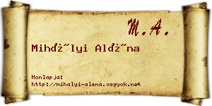 Mihályi Aléna névjegykártya